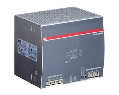 ABB  1SVR427055R2000   3-phase DIN power supply, CP-T Range switch mode; 340-575 V AC / 480-820 V DC input, 48 V DC / 10 A output