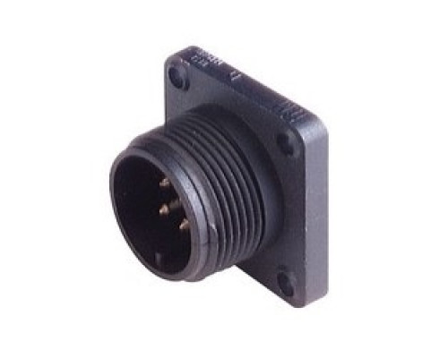 HIRSCHMANN  932449100   CM 02 E 14S-2 P; Surface mounted connector, with flange, with solder bucket, 4 contacts, MIL-C 5015 bzw. VG 95 342, black housing, 10A 50V AC/DC