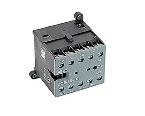 ABB  BC6-30-10-01   3 pole, plus 1 NO auxiliary contact, 12 amp, non-reversing miniature contactor, 24V DC coil and screw terminals