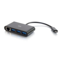 C2G  CG29747  CG29747                 C2G 3-Port USB Hub with Ethernet - USB C to Ethernet Hub - USB C to USB Hub - USB 3.0 - Black