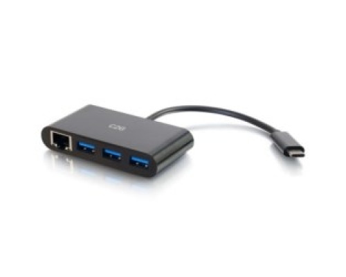 C2G  CG29747  CG29747                 C2G 3-Port USB Hub with Ethernet - USB C to Ethernet Hub - USB C to USB Hub - USB 3.0 - Black