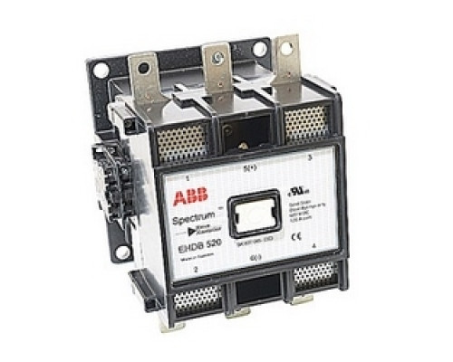 ABB  EHDB520C-1L   3 pole, 2 NO and 1 NC, plus 1 NO and 1 NC auxiliary contacts, 520 amp, DC drive, dynamic breaking contactor, with a 120V AC coil