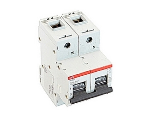 ABB  S802U-Z100   2 pole, 100 amps rated at 240 V AC, series miniature circuit breaker with thermal-magnetic trip device, Z trip curve, and 50kA interrupt current rating