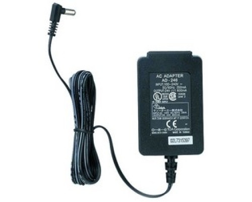 TOA ELECTRONICS INC  AD-246US                 AC Adapter, 110 to 120 Volt AC 50/60 Hertz Input, 24 Volt DC 1 Ampere Output, 1.8 Meter Cord, Heat Resistant Resin Case, Black