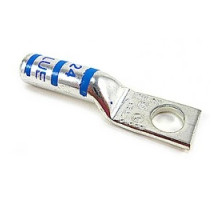 THOMAS & BETTS  54905BEPH                 Copper One-hole Lug, Long Barrel, Peep Hole, Max 35kv, Wire Size #6 AWG, 1/4 Inch Bolt Size, Tin Plated, Die Code 24, Die Color Code Blue