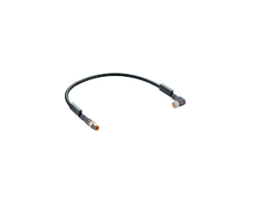 LUMBERG AUTOMATION  45231  RSMV 3-RKMWV 3-224/5M   Actuator/Sensor Cordset, Double-Ended, M8, 3-Pole, Male Straight With Threaded Joint To Female 90 Connector And Molded Cable, PUR, Black, 5M