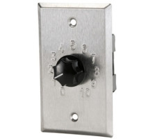 QUAM-NICHOLS COMPANY  QC101                 100 W, 10-step, Attenuator, Single-gang, Stainless Steel Faceplate, Embossed Positions