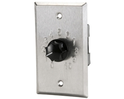 QUAM-NICHOLS COMPANY  QC101                 100 W, 10-step, Attenuator, Single-gang, Stainless Steel Faceplate, Embossed Positions
