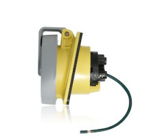 LEVITON  330R4WLEV                 30 Amp, 125 Volt 3-Phase, 2P, 3W, LEV Series North American-Rated IEC 60309-1 & 60309-2 Pin & Sleeve Receptacle, Industrial Grade, IP66/IP67/IP68/IP69K, Watertight - Yellow