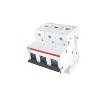 ABB  S803S-K13   3 pole, 13 amps rated at 690 V AC, IEC series high performance circuit breaker with thermal-magnetic trip device, K trip curve, and 50kA interrupt current rating