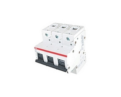 ABB  S803S-K13   3 pole, 13 amps rated at 690 V AC, IEC series high performance circuit breaker with thermal-magnetic trip device, K trip curve, and 50kA interrupt current rating
