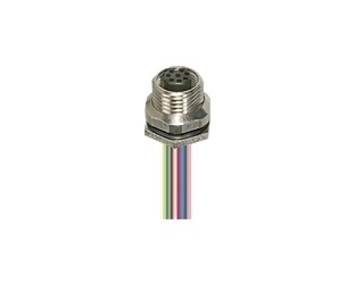 LUMBERG AUTOMATION  600004539  600004539   M12 Micro Receptacle, 4-pole/3-wire, female, M12 for back mounting, 24 and 22 AWG, panel mount thread PG9. 0.5 meter leads.