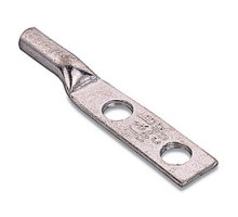 THOMAS & BETTS  54801BE0416PH                 Copper Two-Hole Lug, Long Barrel, Peep Hole, Max 35kV, Wire Size 14-10 AWG, 1/4 in Bolt Size, 1 in Hole Spacing, Tin Plated, Die Code ERG2002, N/A