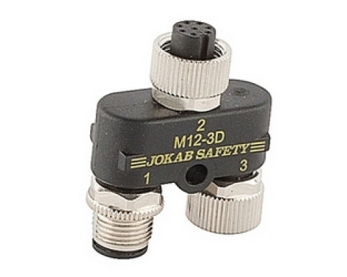 ABB  2TLA020055R0300   M12 Y connector parallel Connection. 1 M12 8 pole female connector for connection of the Focus Receiver, 1 M12 5 pole female connector for connection of the Focus Transmitter and 1 M12 8 pole male connector for panel connection