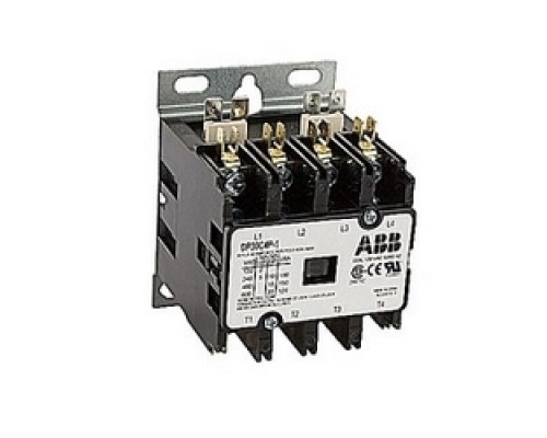ABB  DP30C4P-1   4 pole, 30 amp, non-reversing, definite purpose contactor, 120V AC coil, industry standard mounting plate