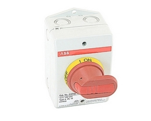 ABB  EOT32U3P4-1P1   3 pole, 32 amps rated at 600 V AC, UL 508, enclosed non-fusible disconnect switch in a UL/NEMA 3R/12 plastic enclosure