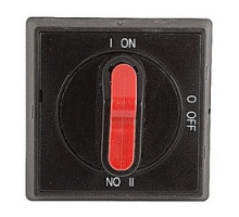 ABB  OHBS2AJE011   3 position selector handle for double throw switches with I/O/II and ON/OFF/ON markings and protection according to NEMA 1, 3R, 12 and IP65