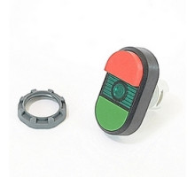 ABB  MPD12-11G   Modular green and red illuminated double pushbutton with no markings, green indicator light and 22mm mounting