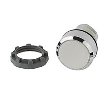 ABB  MP2-31W   Modular range maintained non-illuminated white flush pushbutton operator component with 22mm mounting and chrome plastic bezel
