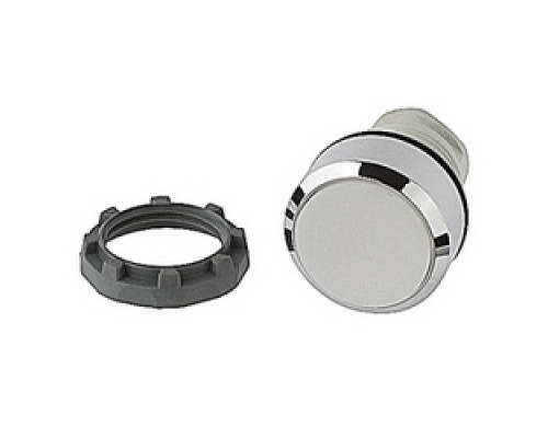 ABB  MP2-31W   Modular range maintained non-illuminated white flush pushbutton operator component with 22mm mounting and chrome plastic bezel