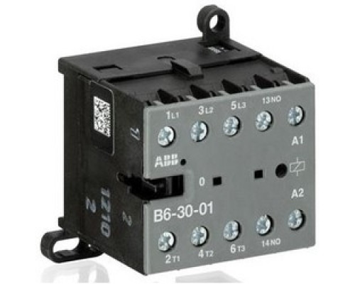 ABB  B6-30-01-80   Mini Contactor, Low Voltage, 3-Pole, 3NO, 200 to 240 Volt at 40/450 Hertz, 6 Kilovolt, 52.5 MM Length x 57.5 MM Width x 46.5 MM Height