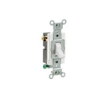 LEVITON  CS320-2W                 20 Amp, 120/277 Volt, Toggle 3-Way AC Quiet Switch, Commercial Spec Grade, Grounding, Side Wire - WHITE