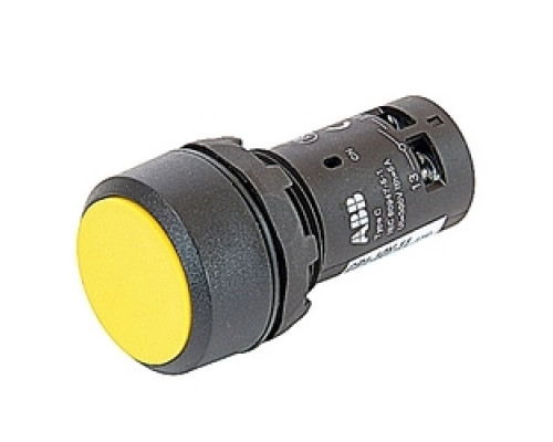 ABB  CP1-10Y-11   Non Illum, Flush Push Button Momentary, Flush 1NC 1NO Cont Yellow