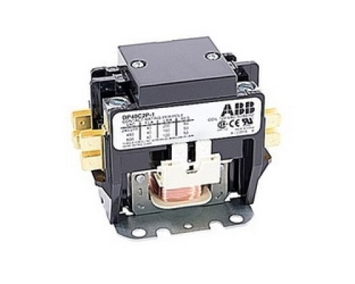 ABB  DP40C2P-1   2 pole, 40 amp, non-reversing, definite purpose contactor, 120V AC coil, industry standard mounting plate
