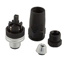 ABB  2TLA020055R1100   5 pole M12 male field retro-fittable connector with screw terminals for connecting wires, cable diameter range 2.5 to 6.5 mm