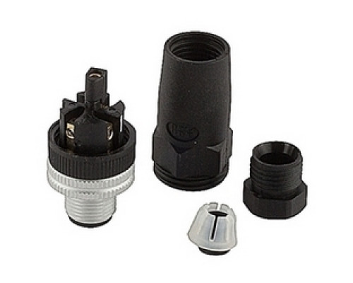 ABB  2TLA020055R1100   5 pole M12 male field retro-fittable connector with screw terminals for connecting wires, cable diameter range 2.5 to 6.5 mm