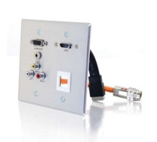 C2G  CG60116  CG60116                 Multi-Format Wallplate, 2-Gang, HDMI Female/VGA Female/3.5 MM Stereo Female/RCA Composite Video Female/Stereo Audio Female to HDMI Female/RapidRun 15-Pin Male, Aluminum