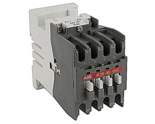 ABB  AL263010RT-81   40 amp DC controlled 3 pole ring tongue contactor with a 24V DC coil and 1 NO auxiliary contact