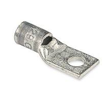THOMAS & BETTS  54106                 Copper One-Hole Lug, Standard Barrel, Peep Hole, Max 35kV, Wire Size #4 AWG, 1/4 in Bolt Size, Tin Plated, Die Code 29, Gray