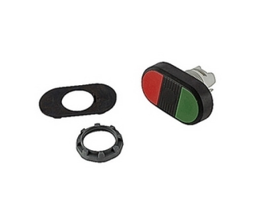 ABB  MPD1-11B   Modular green and red non-illuminated double pushbutton with no markings and 22mm mounting