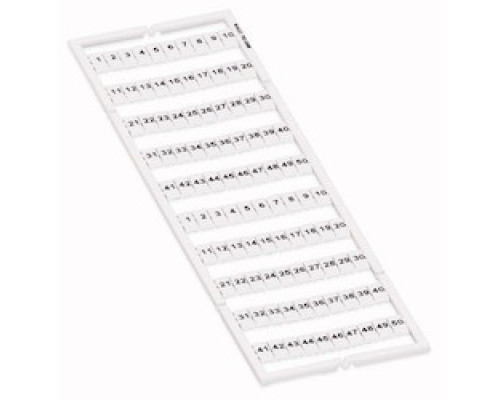 WAGO CORPORATION 793-5566  WMB Multi Marking System; Horizontal Marking; 1 ... 50 2x ; For Terminal Block Width 5 - 17.5 mm; Stretchable 5 - 5.2 mm; 10 Strips With 10 Markers Per Card; Consecutive Numbers Each Strip