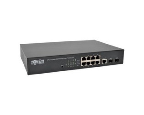 TRIPP LITE  NGS8C2POE   8 10/100/1000Mbps Port Gigabit L2 Web-Smart Managed PoE+ Switch, 2 Dedicated Gigabit SFP Slots, 20 Gbps, Web Interface