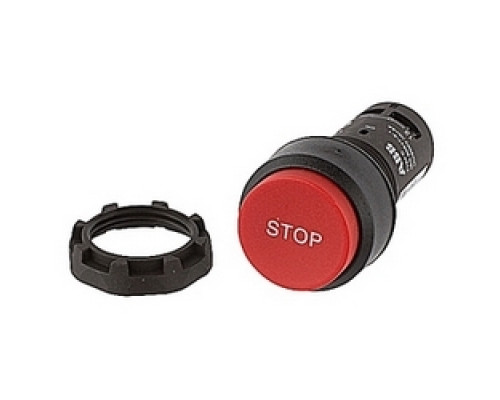 ABB  CP9-1018   Compact Pushbutton - Momentary - Extended - Red - Black plastic - 1NO+1NC - Customer defined pushbutton with special marking