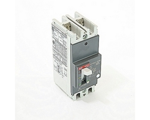 ABB  A1N020TW-2   2 pole, 20 amps rated at 240V AC and 250V DC, fixed trip point molded case circuit breaker, with a thermal magnetic trip device and 25kA at 240V AC and 10kA at 250V DC interrupt current rating