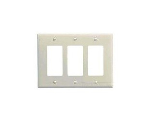 COOPER WIRING DEVICES  PJ263W   MID-SIZE WALLPLATES 3-GANG POLYCARBONATE WHITE DECORATOR