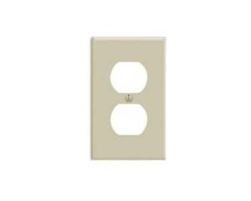 LEVITON  86003   1-gang Duplex Device Receptacle Wallplate, Standard Size, Thermoset, Device Mount, Ivory