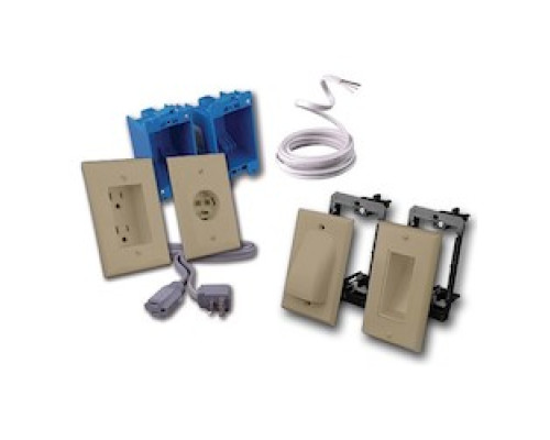 VANCO  LV1VAN1IV                 Flat Panel Bulk Cable Wall Plate with Mounting Bracket Kit, Single & Ivory