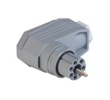 HIRSCHMANN  931435106   N6R FF; Angled Cable Socket, strain relief by means of a clamping cage, 6 contacts + PE, grey housing