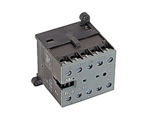 ABB  BC6-30-10-07   3 pole, plus 1 NO auxiliary contact, 12 amp, non-reversing miniature contactor, 12V DC coil and screw terminals