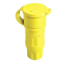 LEVITON  29W47                 30 Amp, 125 Volt, NEMA L5-30R, 2P, 3W, Locking Connector, Industrial Grade, Grounding, Wetguard - YELLOW