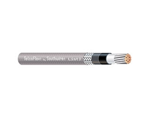 SOUTHWIRE COMPANY  56982601                 TelcoFlex III Central Office Power Cable, 4 AWG, Single Conductor, Class B Strand with Braid, LSZH, 600 Volts, Gray