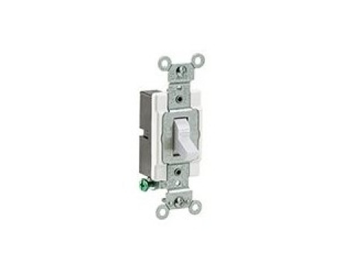 LEVITON  CS120-2W   20 Amp, 120/277 Volt, Toggle Single-pole AC Quiet Switch, Commercial Spec Grade, Grounding, Side Wired, - White
