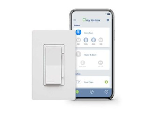 LEVITON  DW6HD-1BZ   Leviton Decora Smart Wi-fi 600W Universal Led/incandescent Dimmer. Works With Amazon Alexa And Google Assistant, No Hub Required.