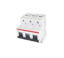 ABB  S803S-K40   3 pole, 40 amps rated at 690 V AC, IEC series high performance circuit breaker with thermal-magnetic trip device, K trip curve, and 50kA interrupt current rating