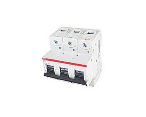 ABB  S803S-K40   3 pole, 40 amps rated at 690 V AC, IEC series high performance circuit breaker with thermal-magnetic trip device, K trip curve, and 50kA interrupt current rating
