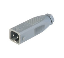 HIRSCHMANN  932038106   STAS 200 grey; Cable Plug with strain relief and coding fin, 2 contacts + PE, male, PG7